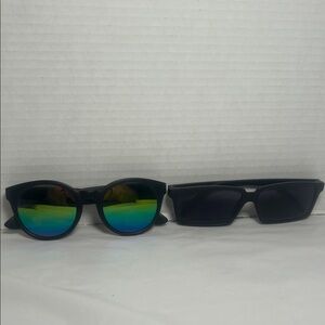 Black Sunglasses Set with Mirrored Lenses